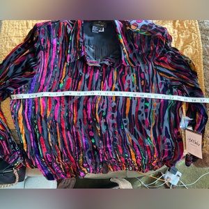Bob Mackie wearable art 1x rich neon colors velvet burnout fabric. NWT